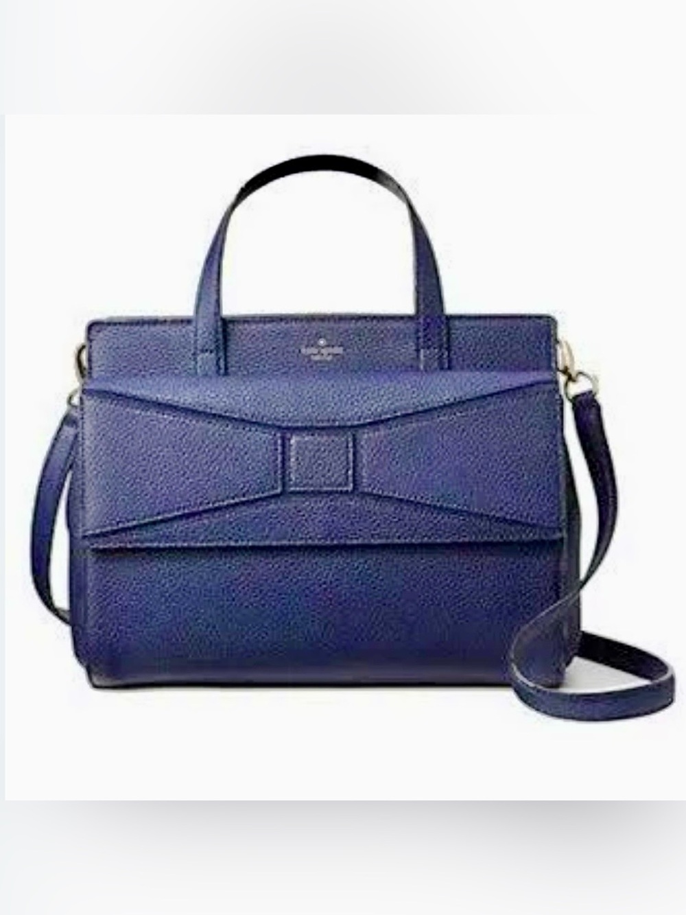 Kate Spade Navy Blue Leather CHANTAL Bridge Bow Purse Crossbody or Handbag